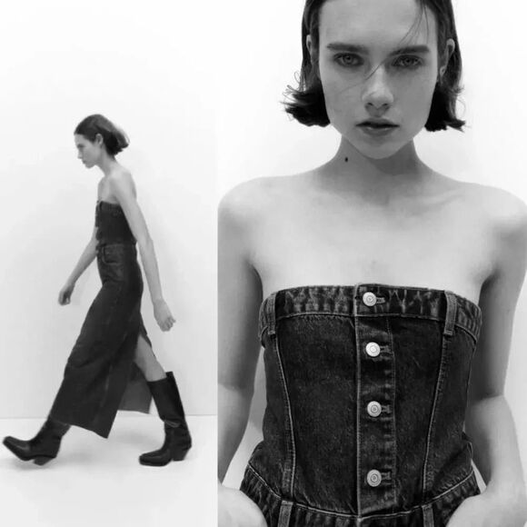 Zara Sleeveless Denim Maxi Dress XS NWOT - Picture 3 of 10